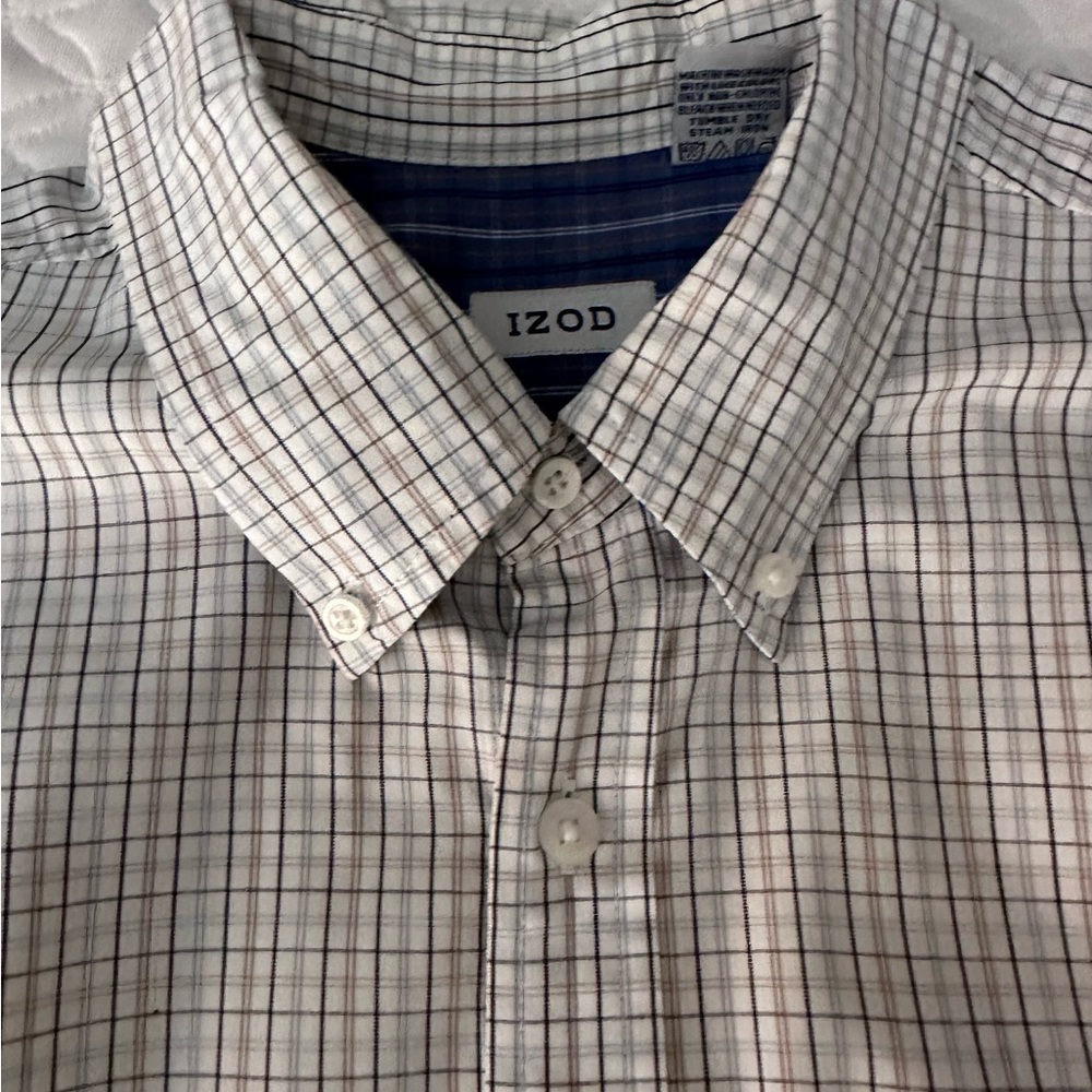 Izod Blue and Tan Casual Button Down Shirt